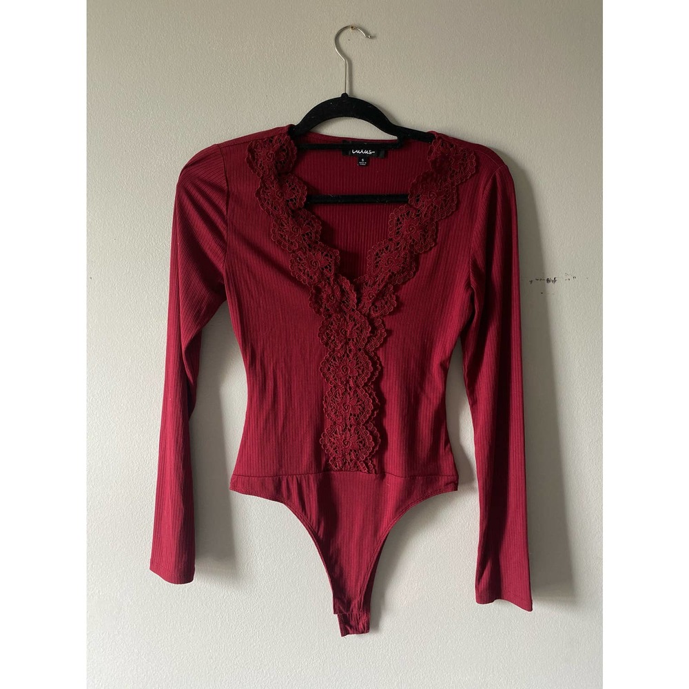 Lulus S Red Lace Body Suit
